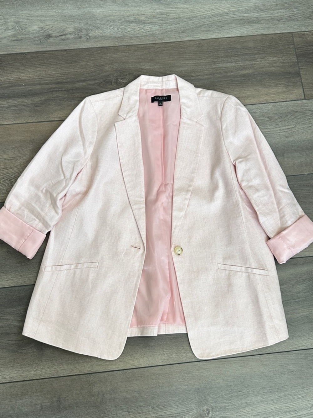 Talbots Light Pink Women's Blazer with Roll-Tab Sleeves